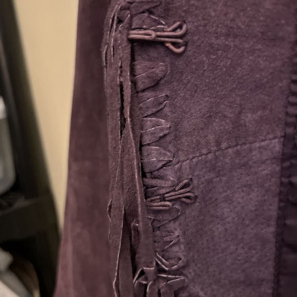 Dialogue Leather Jacket Womens 1X Plus Size Purple Seude Fringe‎ Western Boho - Picture 9 of 10